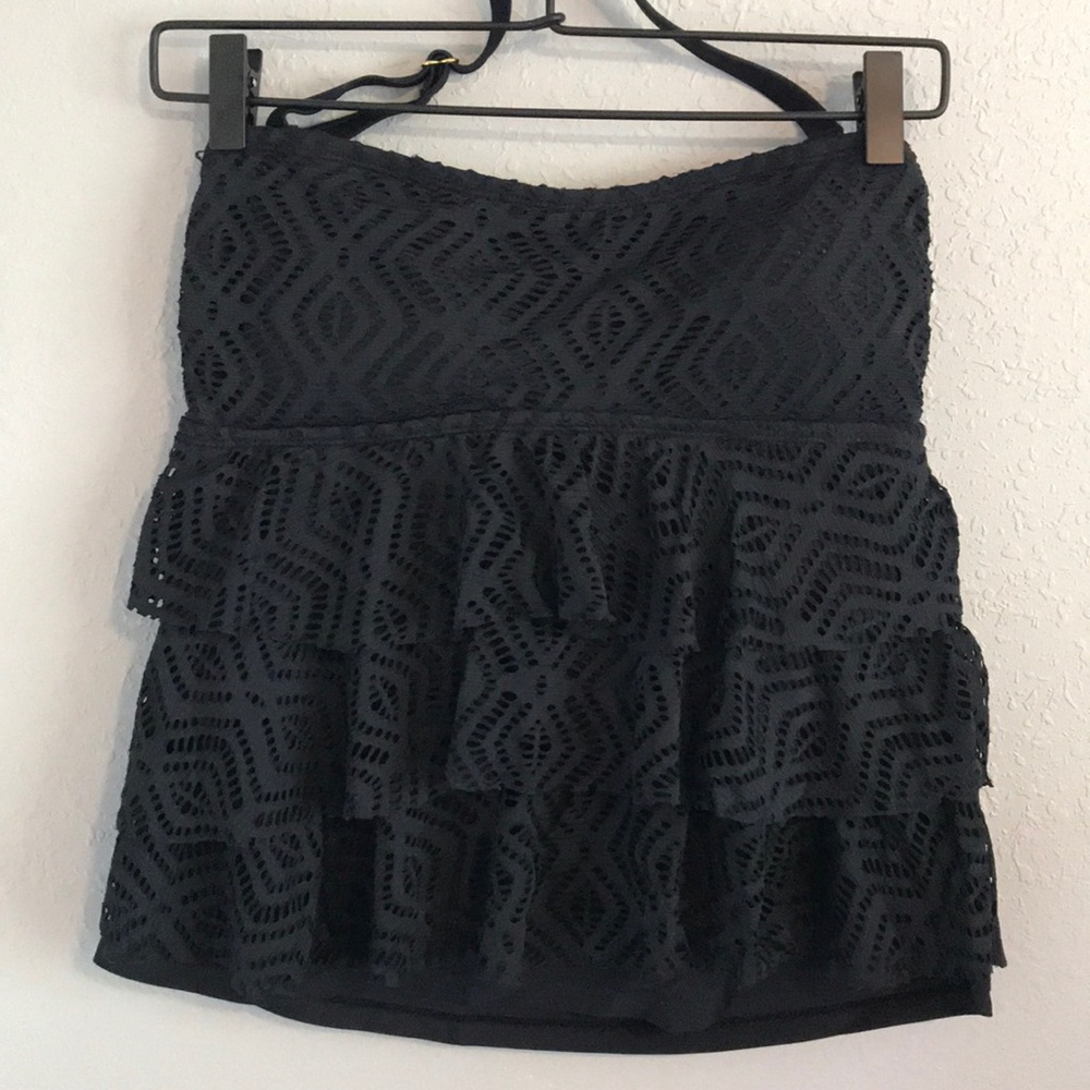 Black Swim top with Geometric Pattern